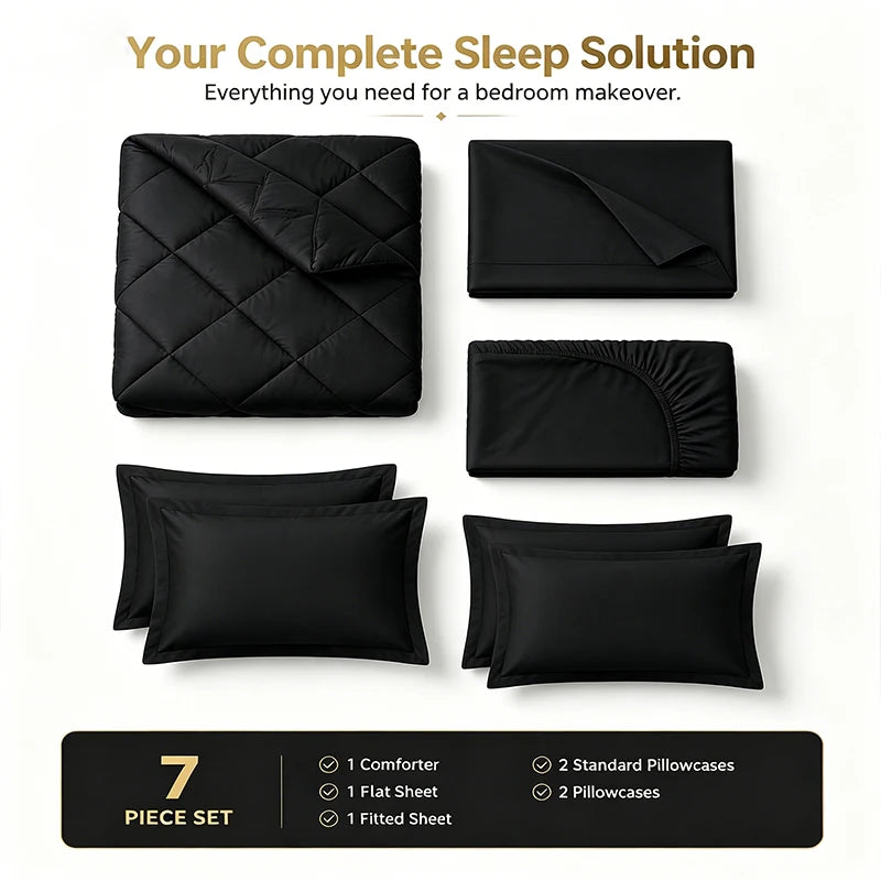 5pcs/7pcs Twin Full Queen King Bedding Sets  Comforter Flat Sheet Fitted Sheet Pillowcases Sleeping Sets