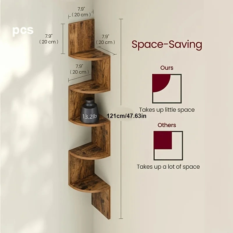 Rustic Wood Corner Floating Shelves Wall Mounted