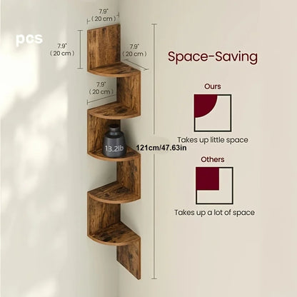 Rustic Wood Corner Floating Shelves Wall Mounted