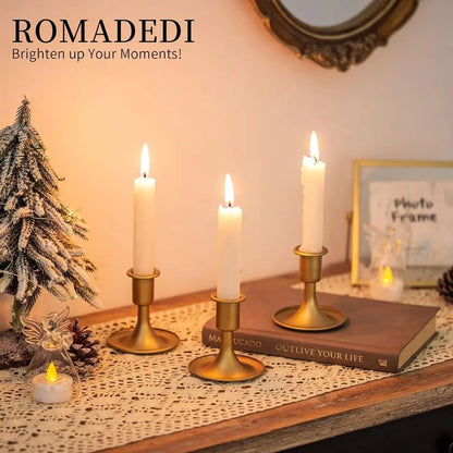 Set of 2 Gold Taper Candle Holders, 3.3 In High B 3.2 Wide.....