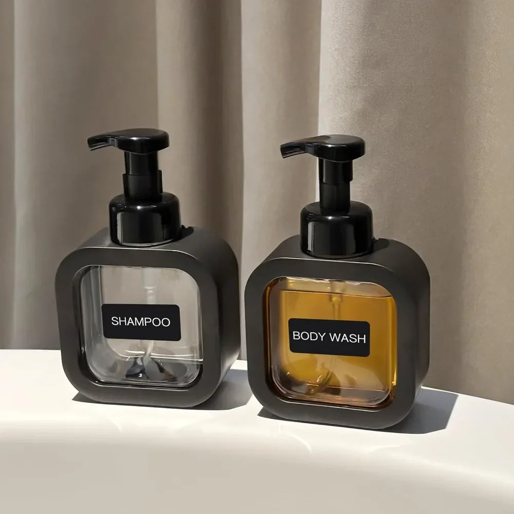 Plastic Refillable Foaming Soap Dispenser 300ml with 8 Waterproof Labels...