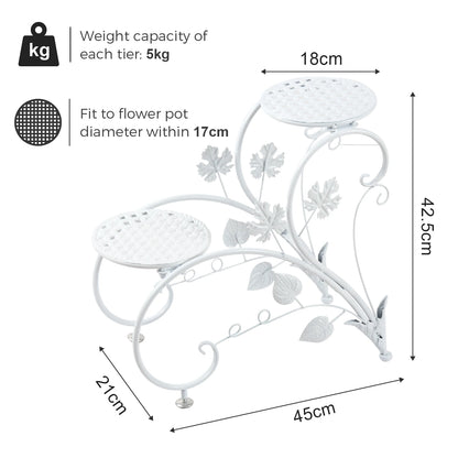 Rustproof Metal Plant Stand 4 Potted Flower Display Rack Shelf for Garden Balcony Office White and Black