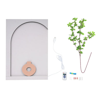 Wall-Mounted Sandstone Wall Art with LED Light & Simulated Plant, Handcrafted 50x70cm 3-Level Dimming Remote Control...