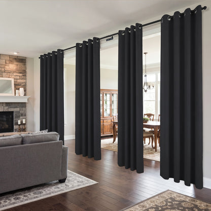 Black 4 Panels, Grommet Top Curtain, Blackout Waterproof Black Inside Coating for Bedroom Living Room, 6 Sizes......