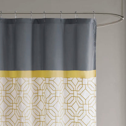 Embroidered and Pieced Shower Curtain With 12 Grommet Hook Waterproof Machine Washable...