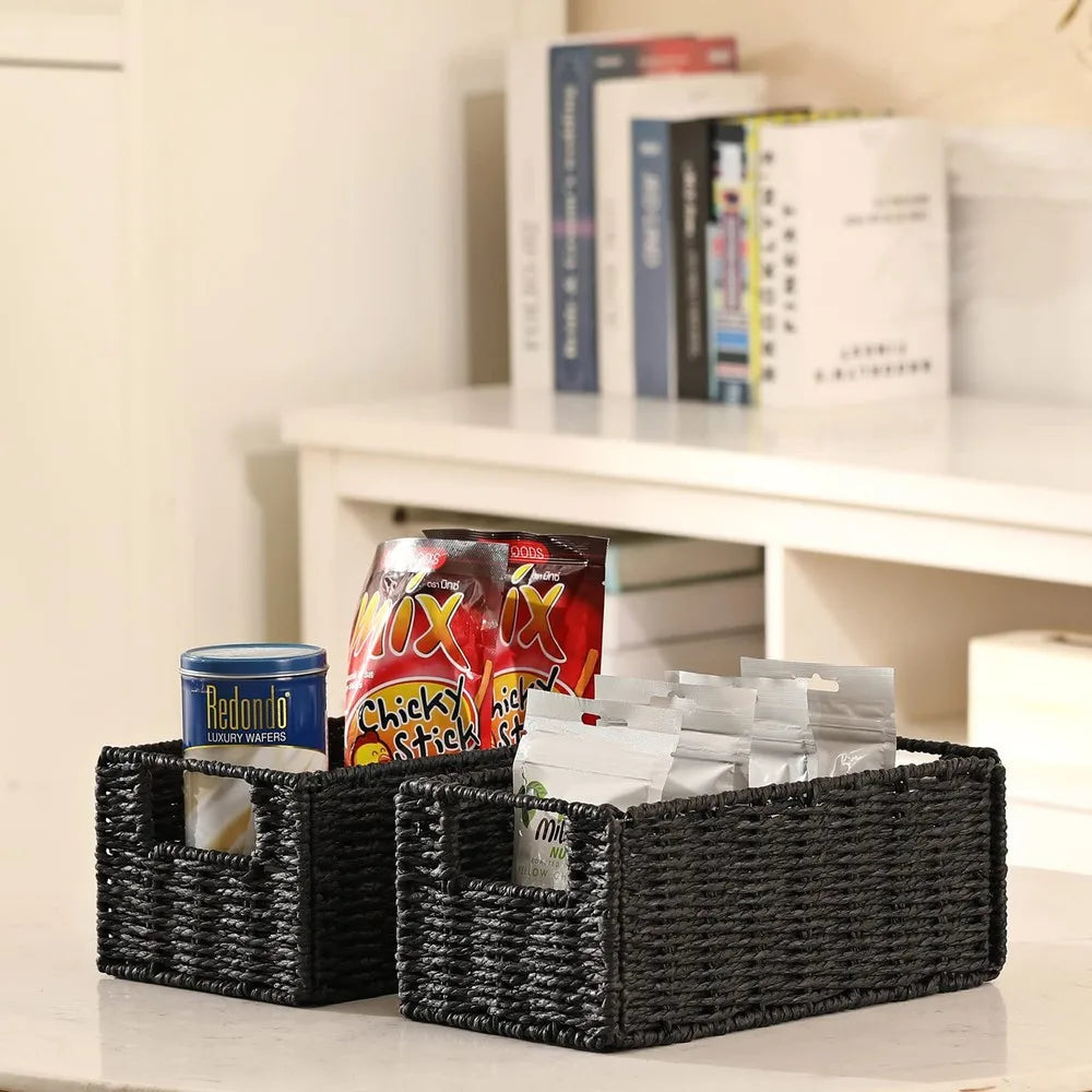 Set of 2 Foldable Wicker Storage Baskets...