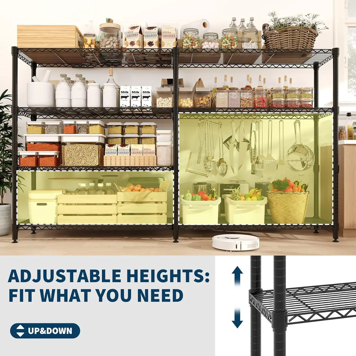 Heavy Duty Storage Shelves 4/5 Tiers Metal Shelving Adjustable