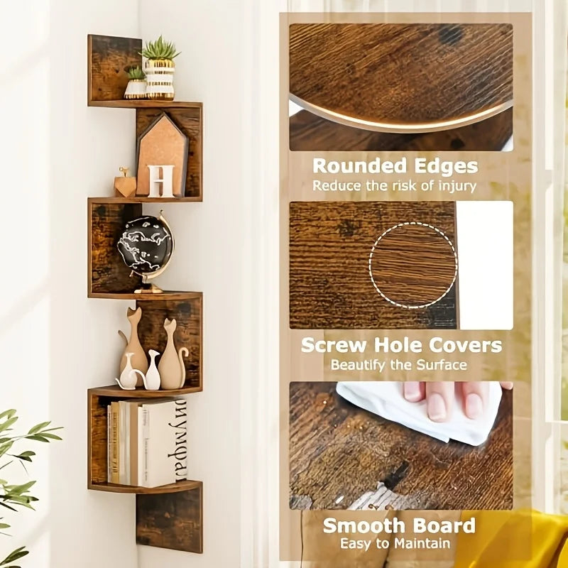 Rustic Wood Corner Floating Shelves Wall Mounted