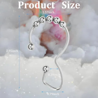 Stainless Steel Shower Curtain Hooks, 12 Pcs Metal Shower  Curtain Rings, Chrome .....