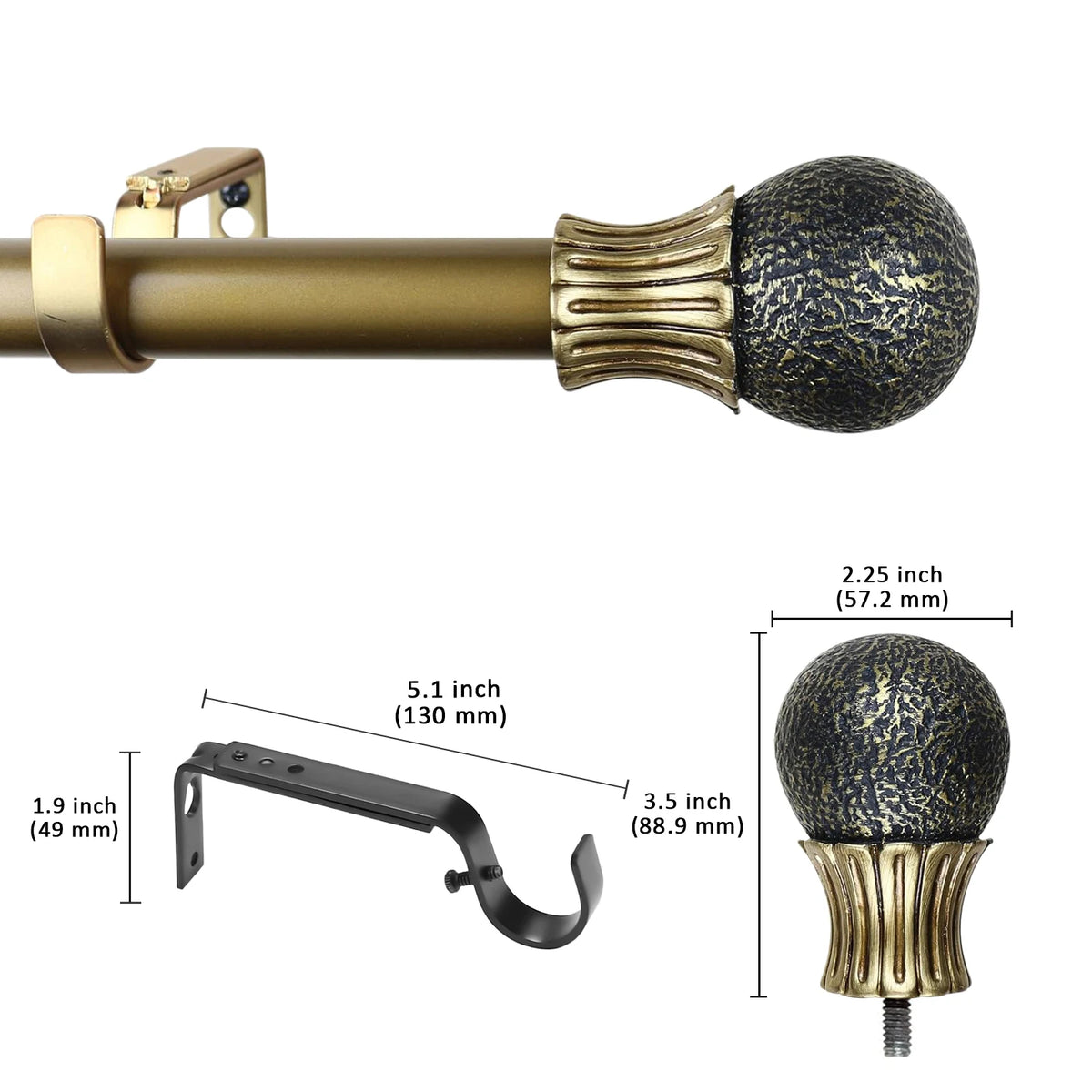 Heavy Duty Adjustable Curtain Rod Set, 1" Diameter Single Window Drapery Rod , 28 to 120 Inches, 2 Colors.....