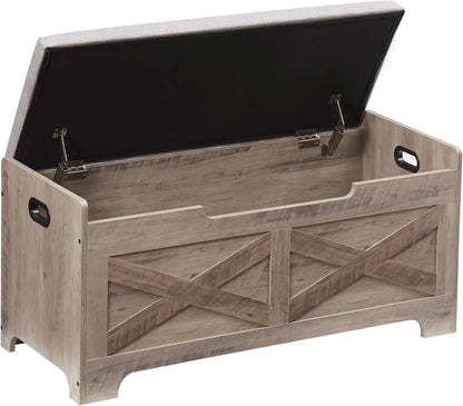 Storage Bench Storage Chest with 2 Safety Hinges Wooden