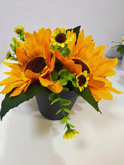 4 Styles Artificial Sunflowers Pink Roses Yellow Roses Lilies Long Lasting...