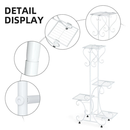 4 Tier Metal Plant Stand for Indoor Outdoor, Black and White