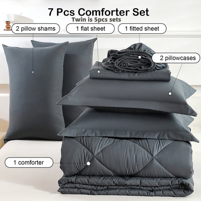 5pcs/7pcs Twin Full Queen King Bedding Sets  Comforter Flat Sheet Fitted Sheet Pillowcases Sleeping Sets