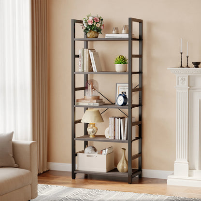 Standing 5 Tier Wooden Storage Shelves, Bookcase Adjustable Feet.....