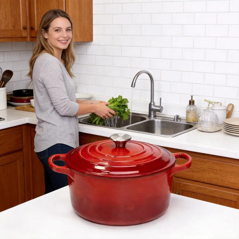 7QT Enameled Cast Iron Dutch Oven With Lid, Also In Blue.....