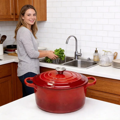 7QT Enameled Cast Iron Dutch Oven With Lid, Also In Blue.....