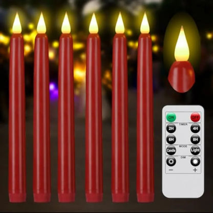 Flameless Taper Candles with Remote Control and Timer, AA Battery Needed ,Flickering 3D Flame, 9.6×0.8 Inch