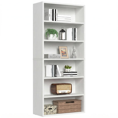 6 Shelf Wooden Bookcase 63 Inch Tall  Adjustable Shelves....