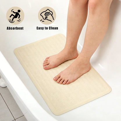 Non-Slip Rubber Bath Mat, Soft Textured with Suction Cups