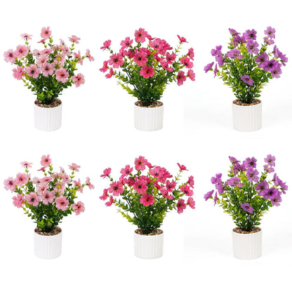 Set of 6 Artificial Potted Flowers Floral Arrangement...