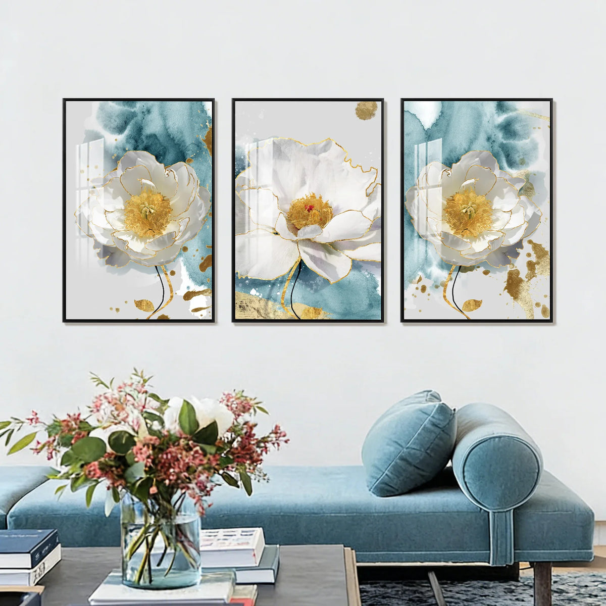 3 Panel Floral Wall Art, 16x24 Inch Colorful Flower Framed Prints....