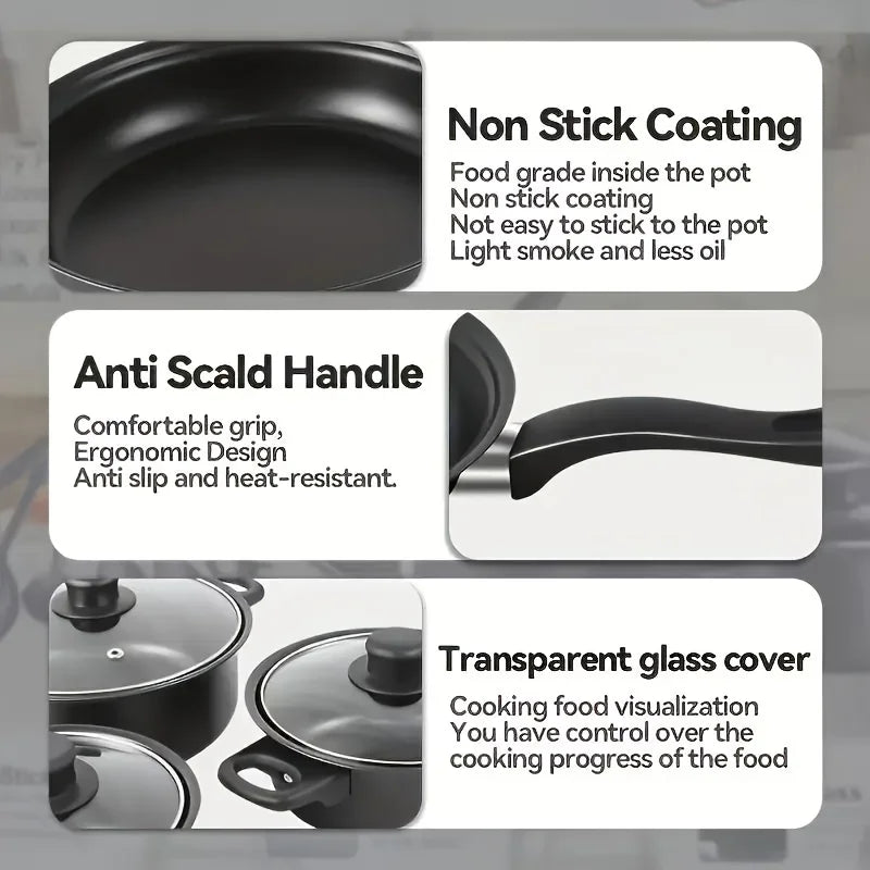 13-Piece Nonstick Stainless Steal, Cookware Set Black, & Utensils....