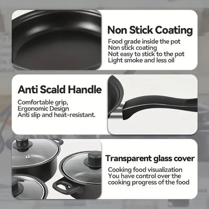 13-Piece Nonstick Stainless Steal, Cookware Set Black, & Utensils....