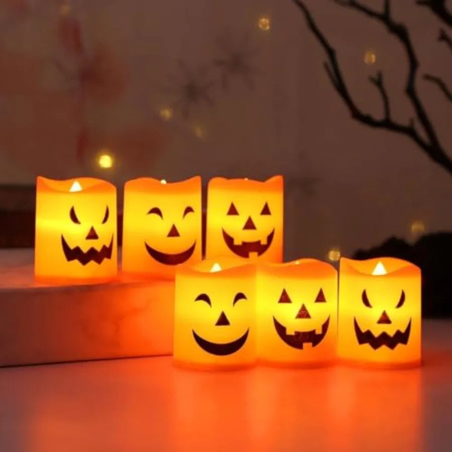 Halloween decoration, flameless candles made of plastic and LED, flickering light