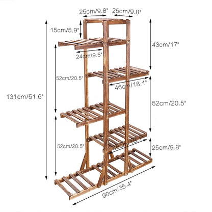6 Tiered Wooden Flower Planter Pot Stand for Indoor Outdoor....