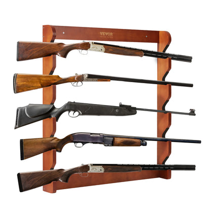 Wood Gun Rack Wall Mount  4/5Rifles Shotguns 132lbs, w/Soft Padding