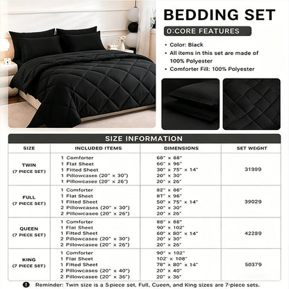5pcs/7pcs Twin Full Queen King Bedding Sets  Comforter Flat Sheet Fitted Sheet Pillowcases Sleeping Sets