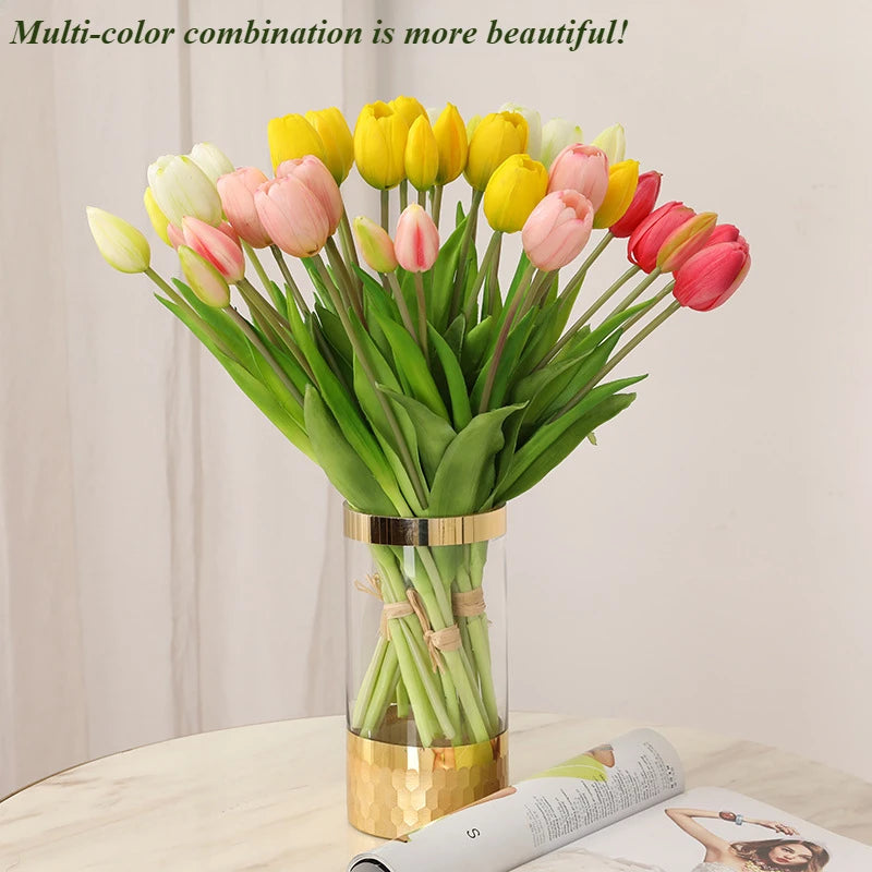 5pcs Artificial Flowers Soft Tulip  Real Touch