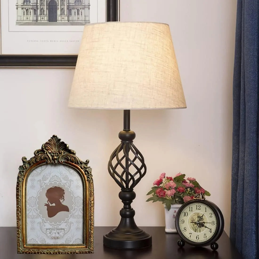 2 Pcs Vintage Gold 4x6 Picture Frames, Antique Photo Frame with Glass Front, Tabletop Wall Mount Frame...
