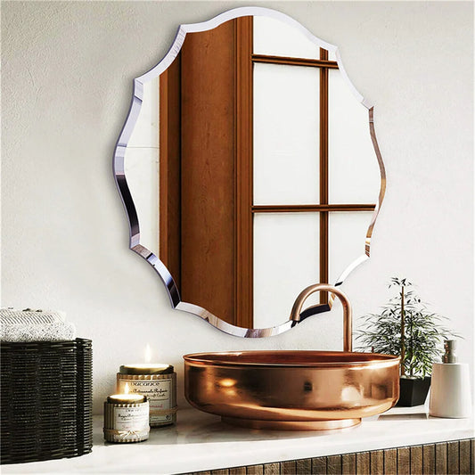 2 Sizes Antique Floral Out cut, Oval Wall Mirror