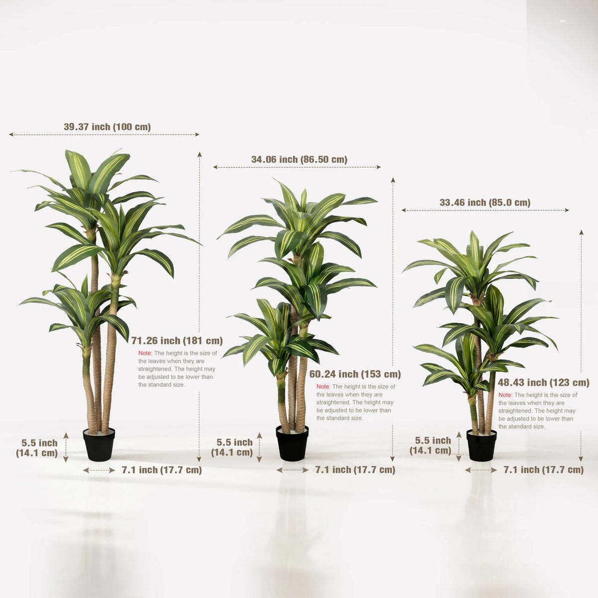 4ft/5ft/6ft Artificial Dracaena Tree in Pot - Realistic  Tropical Plant with Easy Assembly,