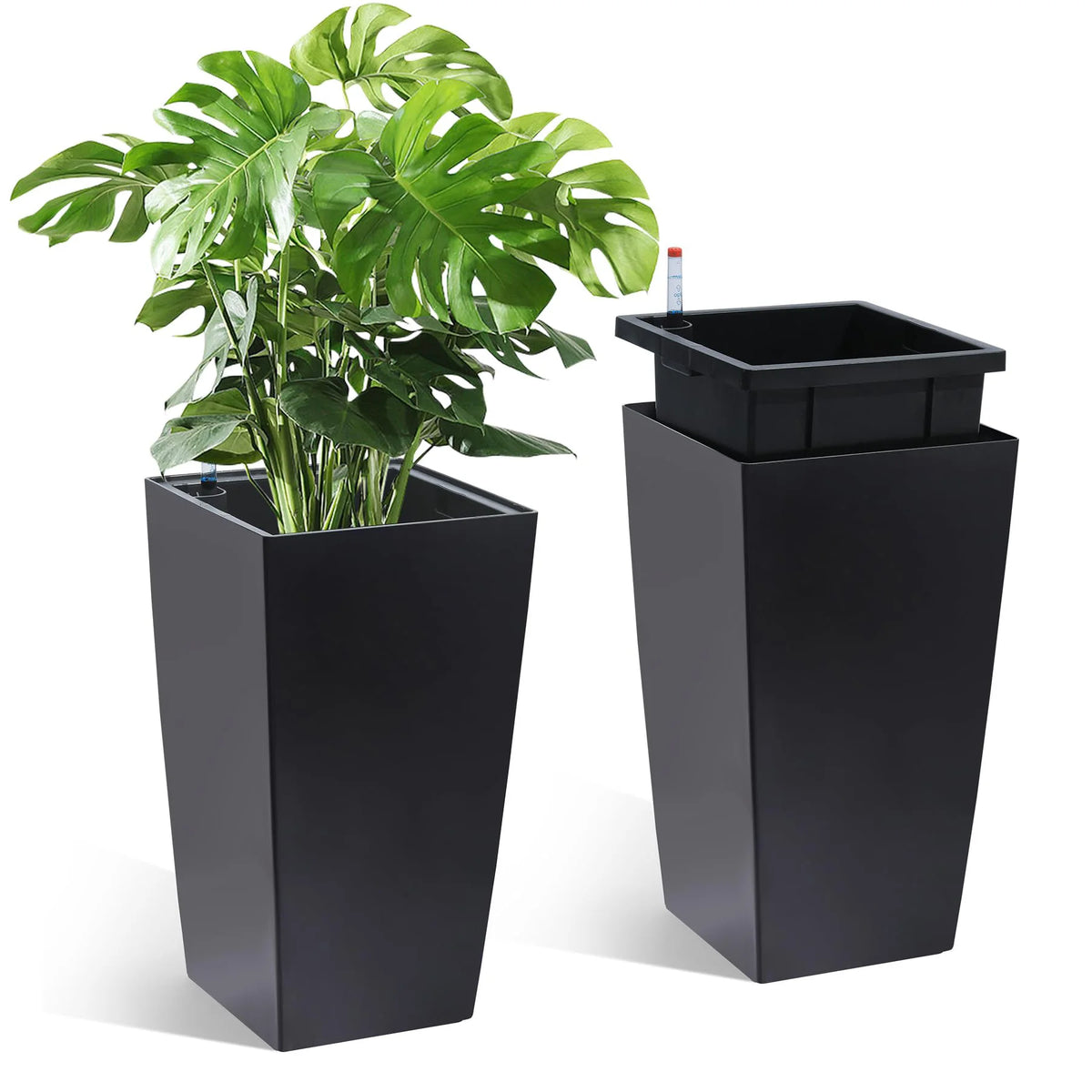 Set of 2 Modern Planters – Large Outdoor & Indoor Plant Pots with Self Watering System