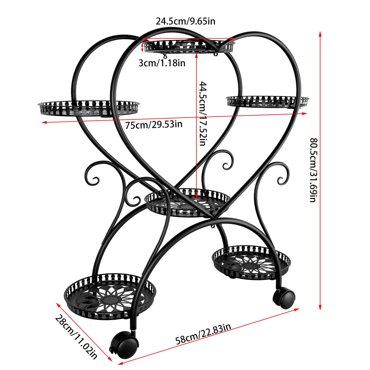 6 Tier Metal Rolling Plant Stand with Wheels....