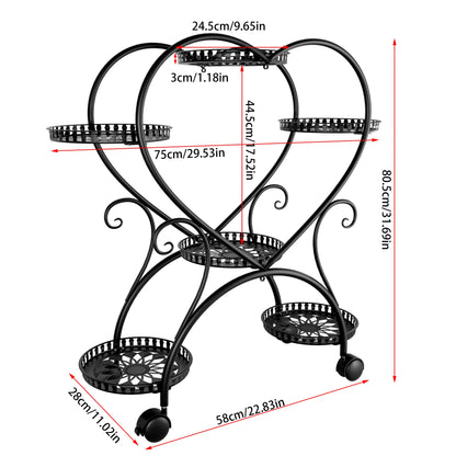 6 Tier Metal Rolling Plant Stand with Wheels....