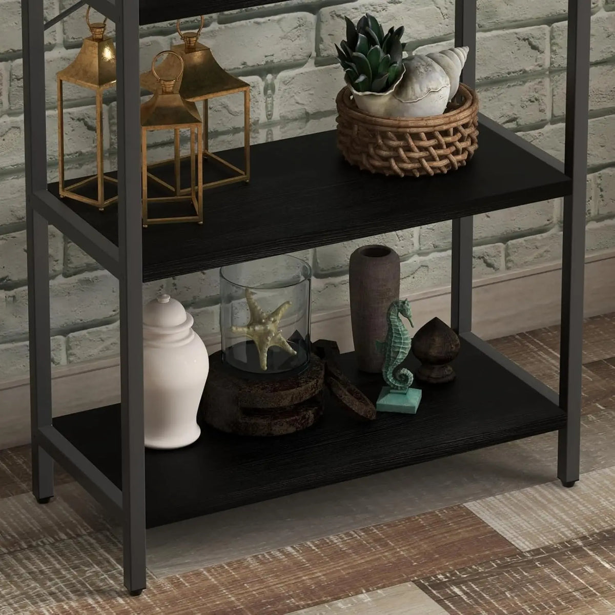 Bookshelf 5-Tier Bookcase with Metal Frame, Freestanding, 60x28x180cm