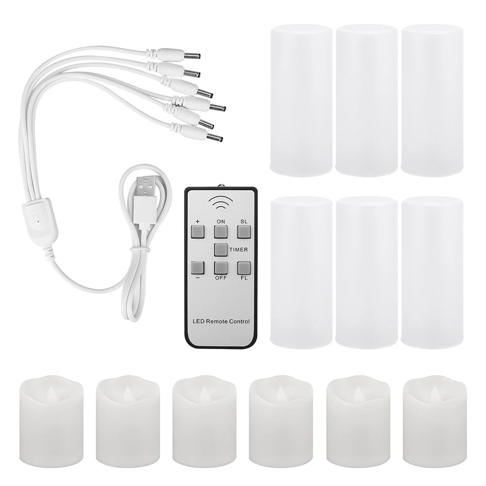 12 Rechargeable Led Candles Timer Remote LED Light Flameless.....