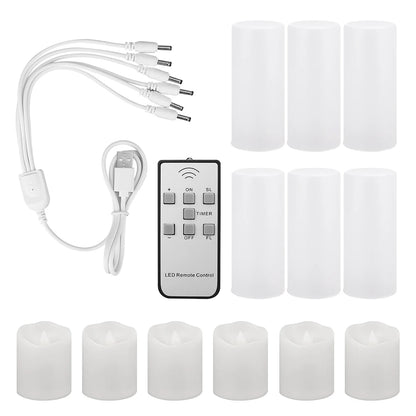 12 Rechargeable Led Candles Timer Remote LED Light Flameless.....