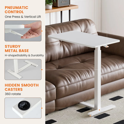 JHK Overbed Bedside table with Hidden Wheels Adjustable Height