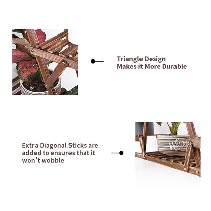 Carbonized Wood 6 Tiered Plant Stand, Indoor Outdoor....