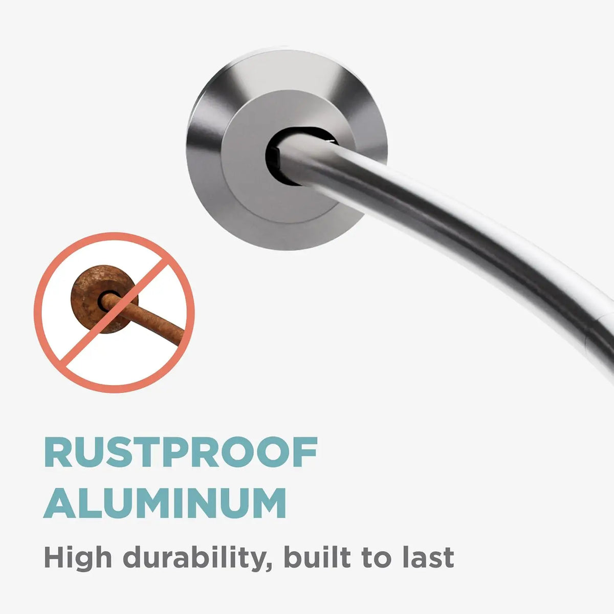Rustproof Curved Shower Rod, No Drill Tension Mount Adjustable 50-72in, Easy Install