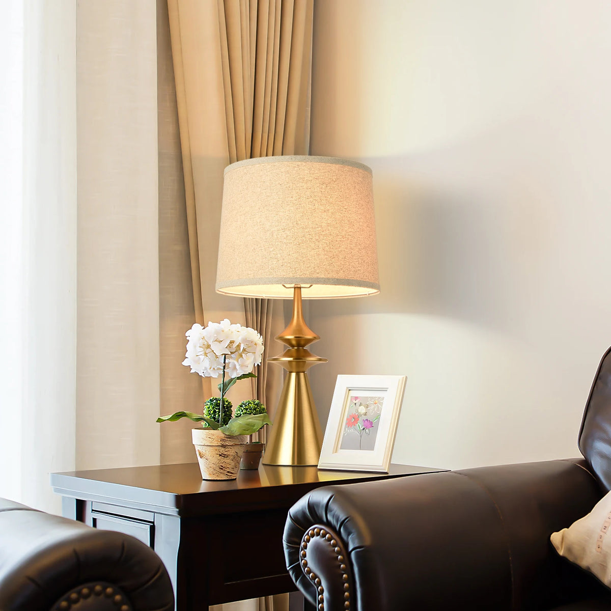 24" Gold Modern Tall Contemporary Table Lamps Single