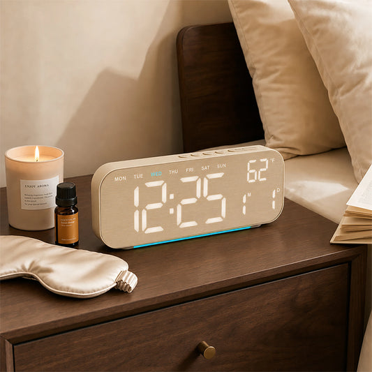 10inch 4-Color Digital Alarm Clock, Date, Temp, Timer, USB-C.....