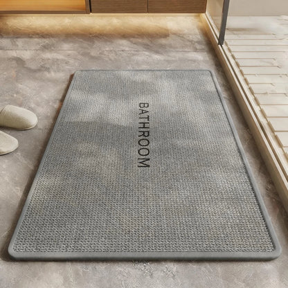 Square Bathroom Mat, Woven-Look Absorbent Rug with Non-Slip