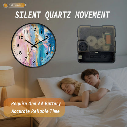 A 10 Inch Plastic Wall Clock - 2D Printed Clock, Abstract Floral Design, AA Batterie Not Included......