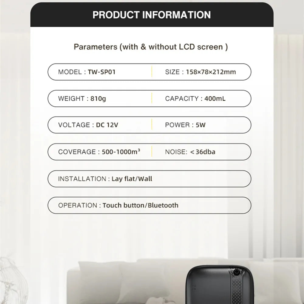 Home Fragrance Aroma Diffuser 1000m³ Coverage Free Essential Oil 13 Oz Capacity Bluetooth APP Control Electronic Aromatic Machine